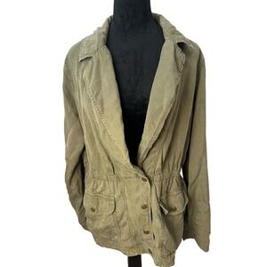 Lucky Brand Olive Green Women's Utility Casual Jacket Button Zipper L‎ Large